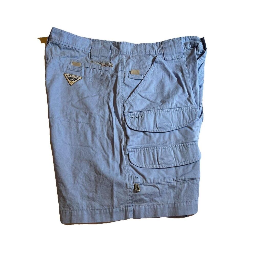 Mens Columbia Fishing Shorts PFG Blue Stretch 34 Lightweight Cargo Pockets - Picture 5 of 5